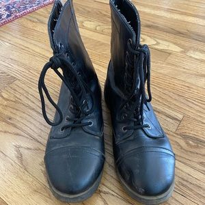 Black Boots with Tie-Up Laces